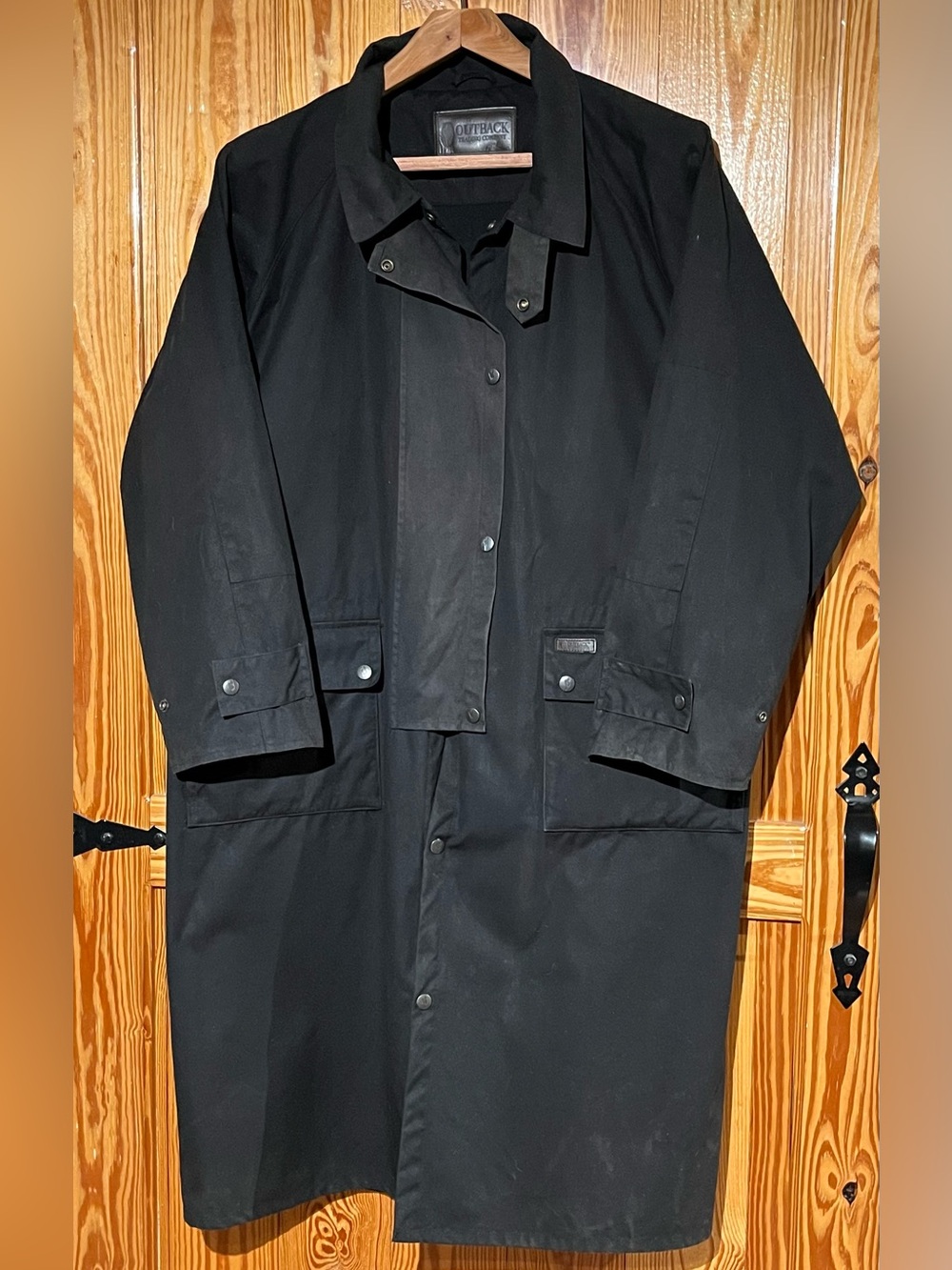 Outback Trading Company Men's Waxed Low Rider Long Duster Jacket Black